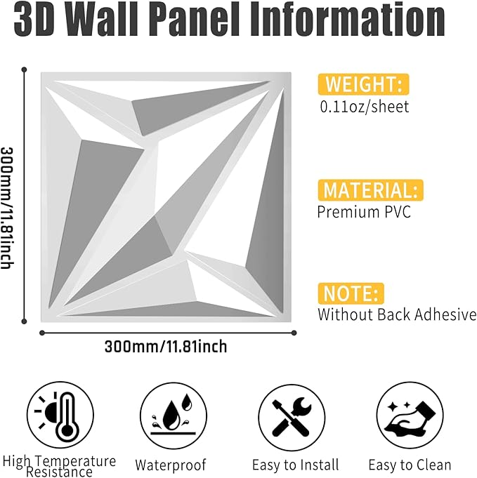 33-Piece 3D Embossed PVC Wall Panel Set – 12x12 Inch Textured Wall Decor – - Image 2