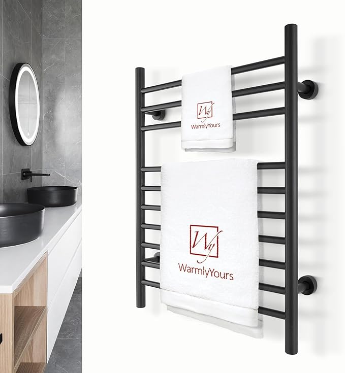 Heated Towel Rack, 10-Bar Wall-Mounted Electric Towel Warmer, Matte Black - Image 2
