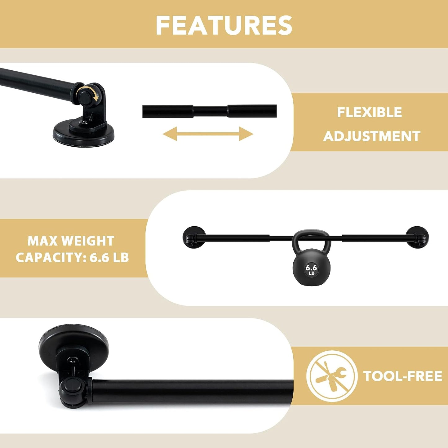 H.VERSAILTEX 1 PACK Magnetic Curtain Rods for Metal Doors 16" to 28", 1/2 Inch Diameter Adjustable French Door Curtain Rod for Classroom Whiteboard Magnetic Cafe Rod Towel Bar Holder, Black