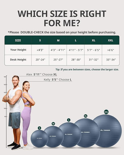 Trideer Exercise Ball for Yoga, Pilates & Fitness – Stability Ball Equipment - Image 7