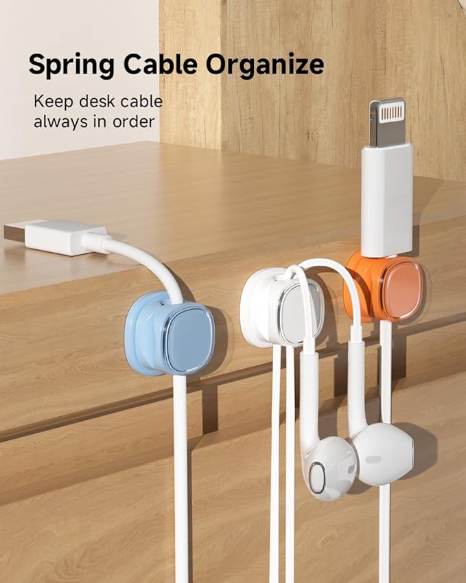 9 Pack Cord Organizer, Spring Cable Management, Adhesive Cute Cable Holder Clips - Image 2