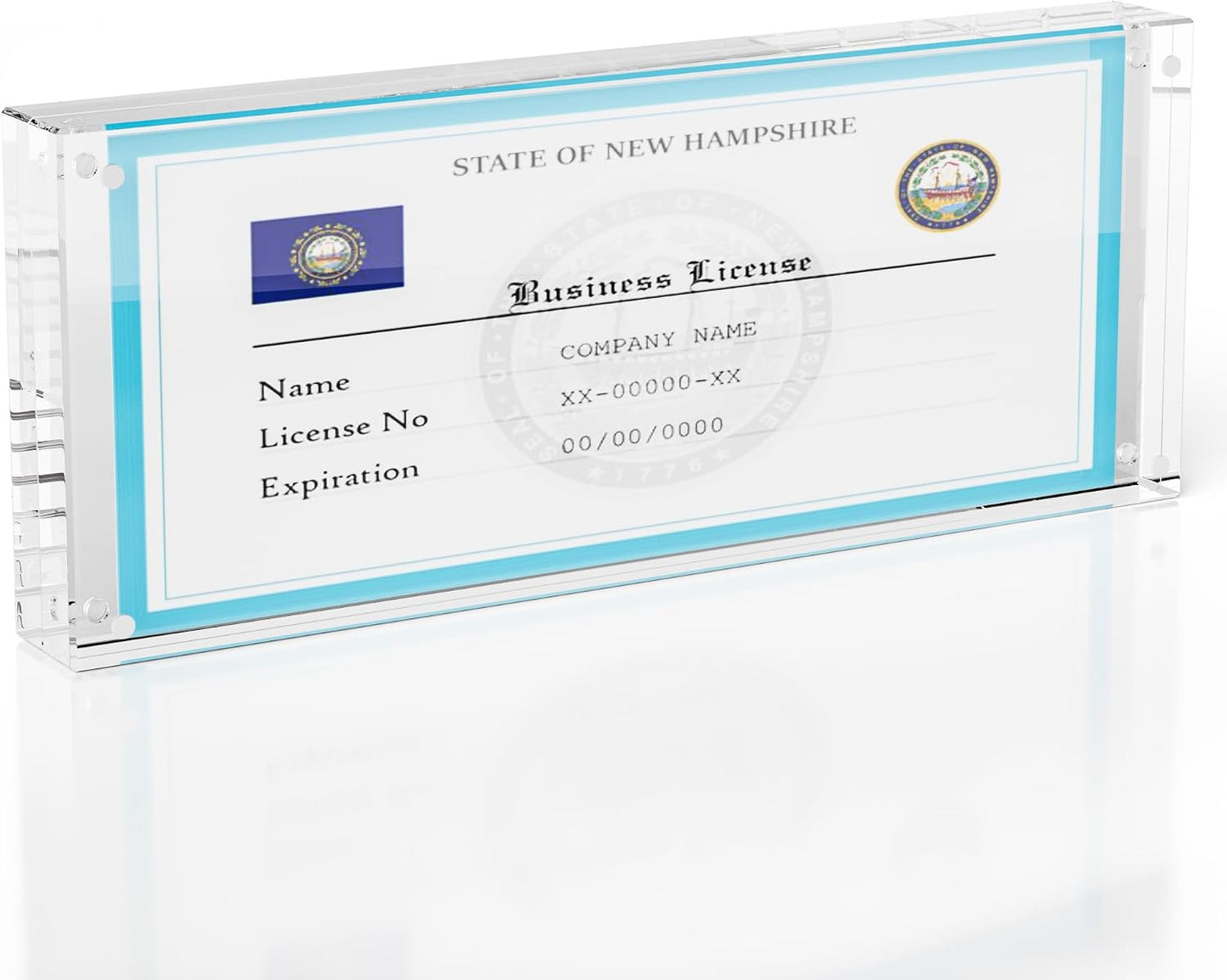 HOZE Business License Frame – 4/5 Inch Thick Clear Acrylic Holder for 4x9 Certificates or Panoramic Photos (Full 4x10 Frame)
