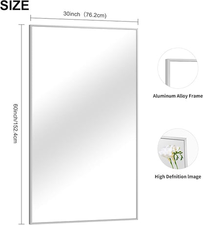 Silver Bathroom Mirror for Wall, 30x60 Inch Rectangle Mirrors - Image 4