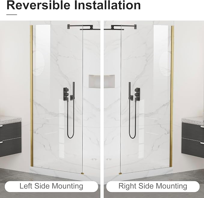 Bathbliss 36" W x 76" H Frameless Shower Glass Panel, 8mm Clear Tempered Glass - Image 5