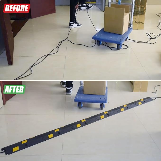 OranLite 6 Pack 1-Channel Rubber Cable Protector Ramp, Visible at Night - Image 7