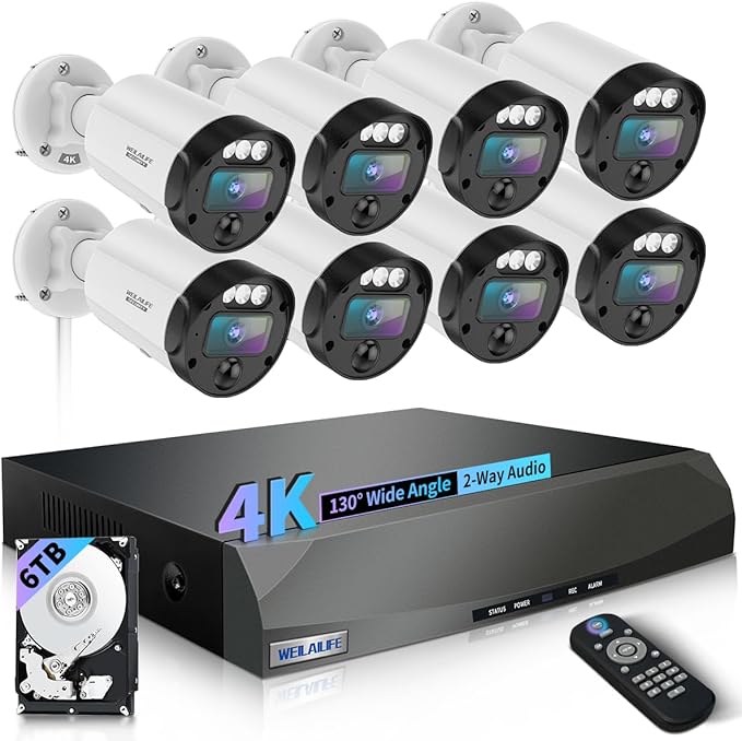【130°Ultra Wide-Angle】 Outdoor Wired Security Camera System, Home Video by WEILAILIFE