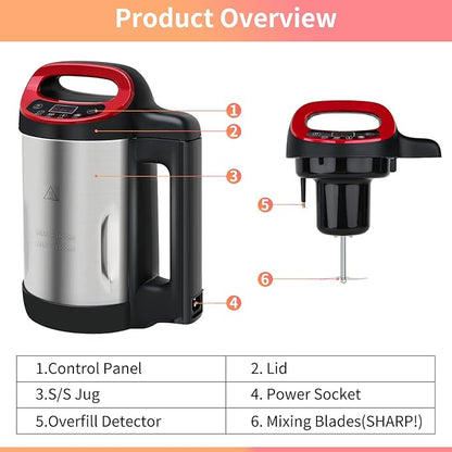 Soup Maker 1.6 L, 4-in-1 Multifunctional Smooth Soup and Chunky Soup Machine - Image 8