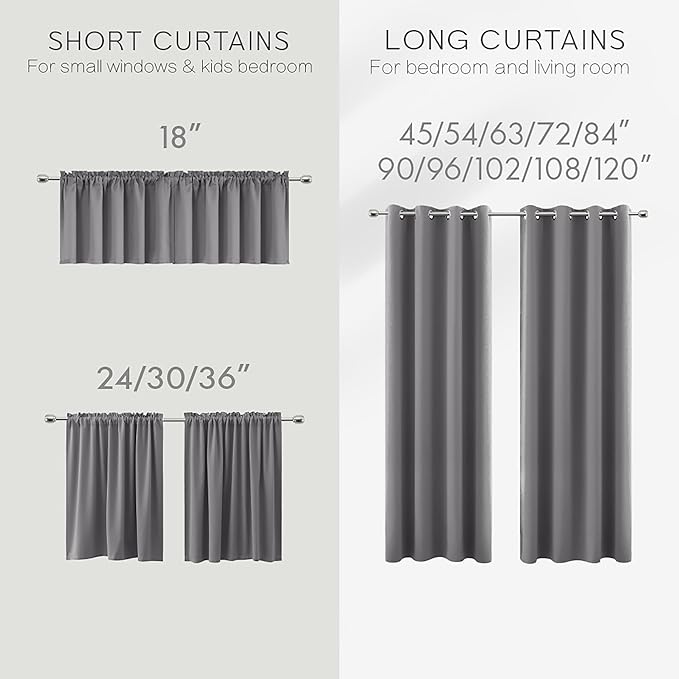 KOUFALL Light Grey Blackout Curtains 84 Inch Length 2 Panel Sets - Image 6
