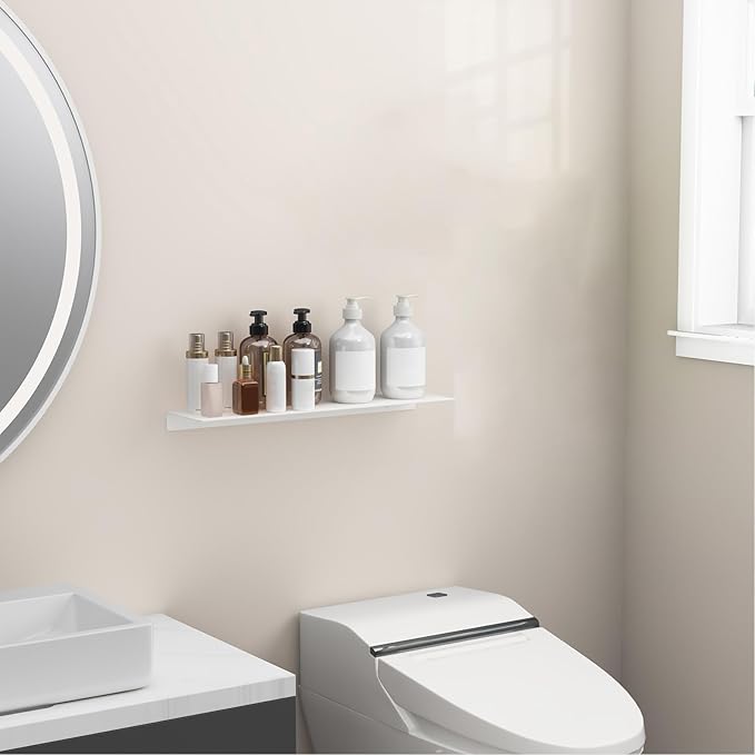 Danpoo White Floating Shelf for Wall Storage, Metal Wall Shelves for Living - Image 5