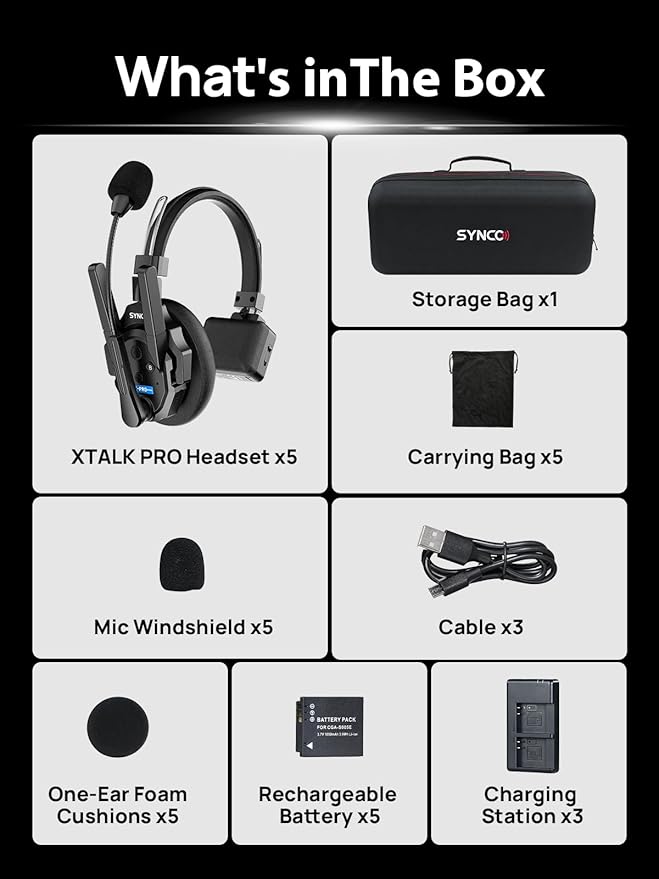 SYNCO XTALK XPRO5 Wireless Intercom Headset System, 500m/1640ft 2.4GHz - Image 8