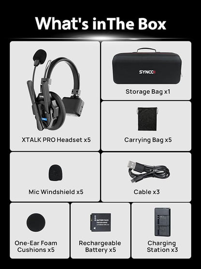 SYNCO XTALK XPRO5 Wireless Intercom Headset System, 500m/1640ft 2.4GHz - Image 8
