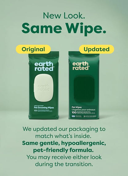 Earth Rated Pet Wipes for Dogs and Cats, Hypoallergenic, 3-in-1 Cleaning - Image 2