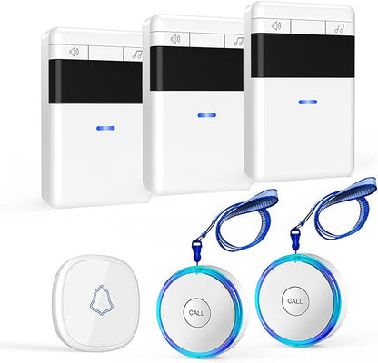 3 Pack Wireless Caregiver Pager Panic SOS Call Button by METAK