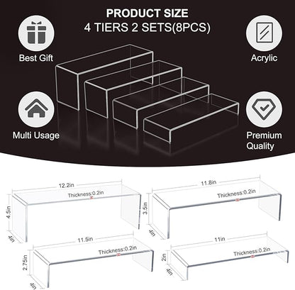 Blaithom Acrylic Display Riser Stand, Thickened to 0.2'' Acrylic Shelf Risers - Image 3