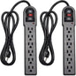 KMC 6-Outlet Surge Protector Power Strip 2-Pack, 900 Joules, 4-Foot Extension by KMC