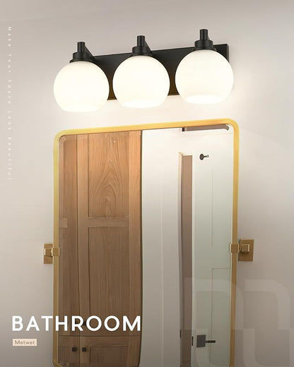 METWET Bathroom Light Fixtures, 3-Light Matte Black Vanity Light, Modern Wall - Image 6