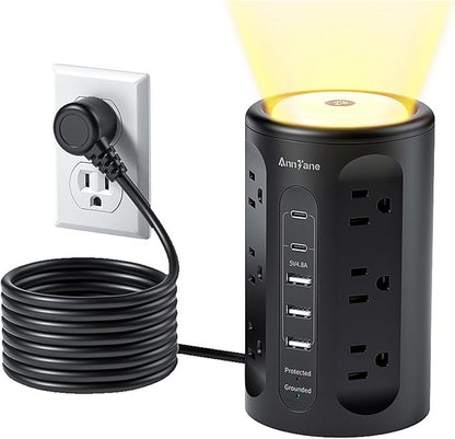 AnnTane Power Strip Tower with Night Light, Power Strip Surge Protector with by anntane