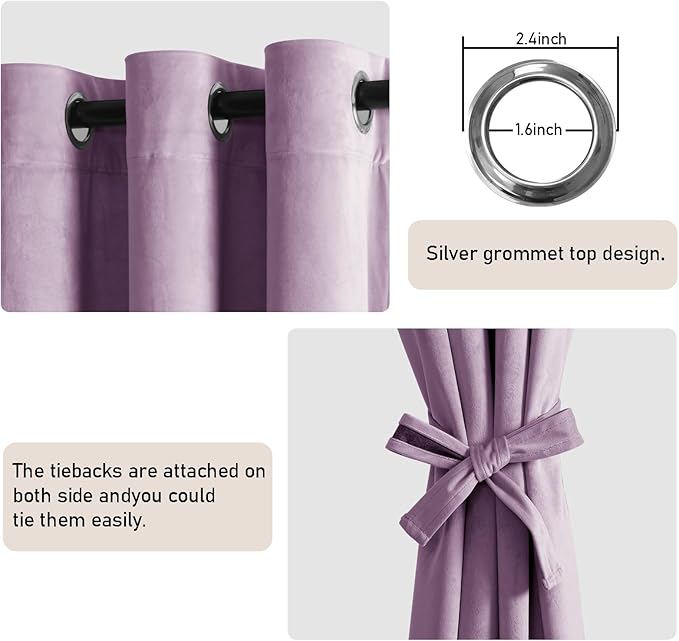 JIUZHEN Velvet Blackout Curtains - Image 2