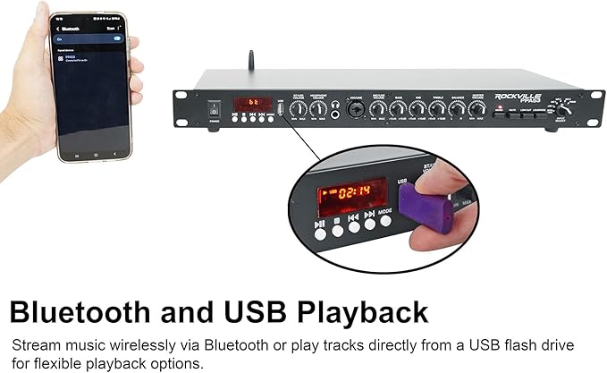 Rockville PPA53 Preamp Pro 1U Preamplifier w/Bluetooth, USB/Computer Interface - Image 6