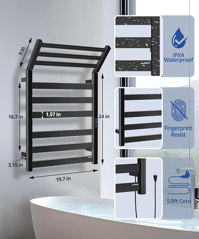 Towel Warmer Rack with WiFi, 6 Bars Large Towel Racks with Temperature & Timing - Image 3