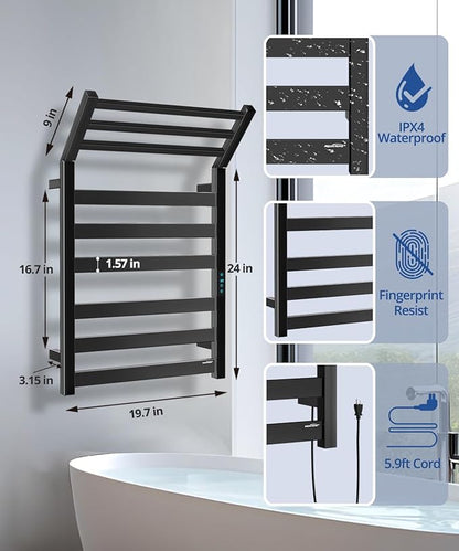 Towel Warmer Rack with WiFi, 6 Bars Large Towel Racks with Temperature & Timing - Image 3