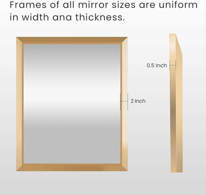 Amorho Bathroom Mirror, 60x36 Inch Golden Thick Metal Framed Wall Mirrors - Image 5