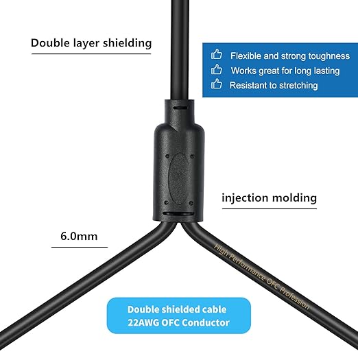 Smithok XLR Splitter Cable, Dual Female to Male Y Cable, Balanced Microphone - Image 5