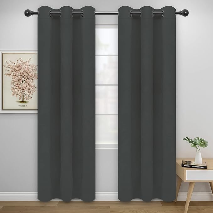 Easy-Going Blackout Curtains for Bedroom, Solid Thermal Insulated Grommet and by Easy-Going