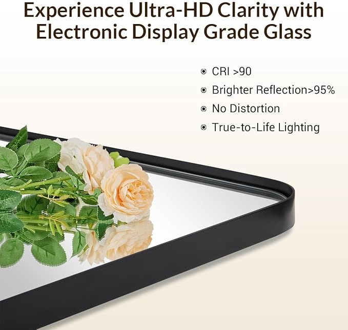 ANDY STAR Wall Mirror for Bathroom, Modern Rounded Rectangle Metal Frame Mirror - Image 3