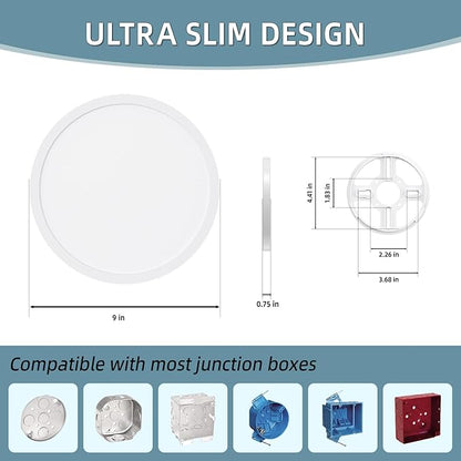 TOPELER 9inch Flush Mount Ceiling Light, Dimmable Ultra-Thin LED Ceiling Light - Image 6