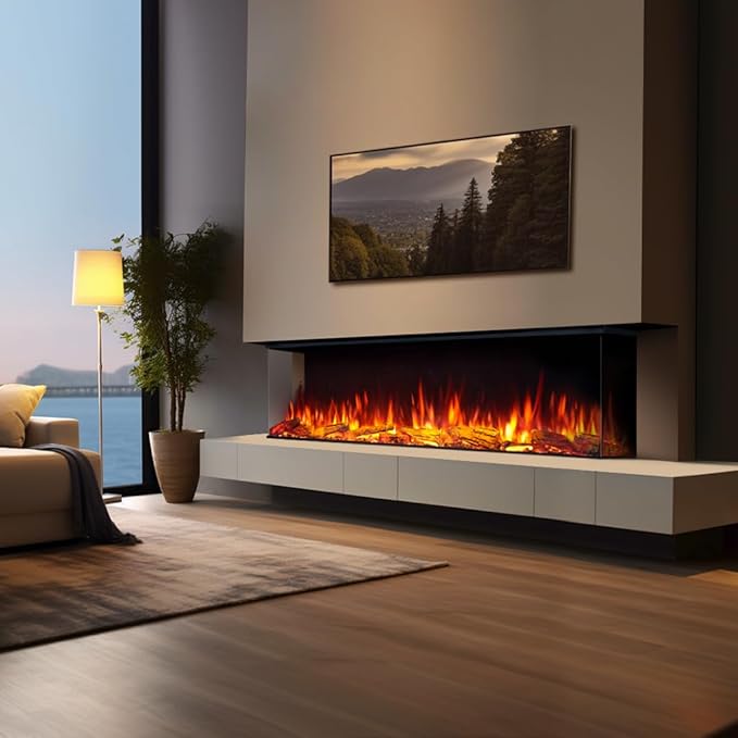 Legend Flame 59" W Smart Build in Electric Fireplace Insert, 1-2-3 Sided View - Image 2