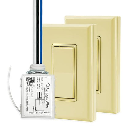 RunLessWire 3-Way Battery-Free DIY Wireless Light Switch Kit 150ft RF Range by RunLessWire