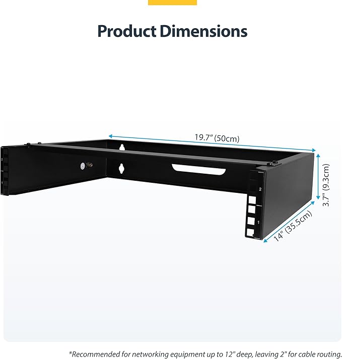 StarTech.com 2U Wall Mount Network Rack - 14 in Deep - 19" Patch Panel Bracket - Image 6