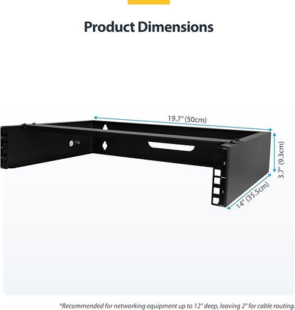 StarTech.com 2U Wall Mount Network Rack - 14 in Deep - 19" Patch Panel Bracket - Image 6