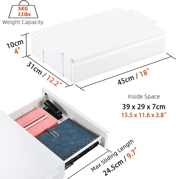 Under Desk Drawer 18", Pull-out Storage Organizer - Image 3