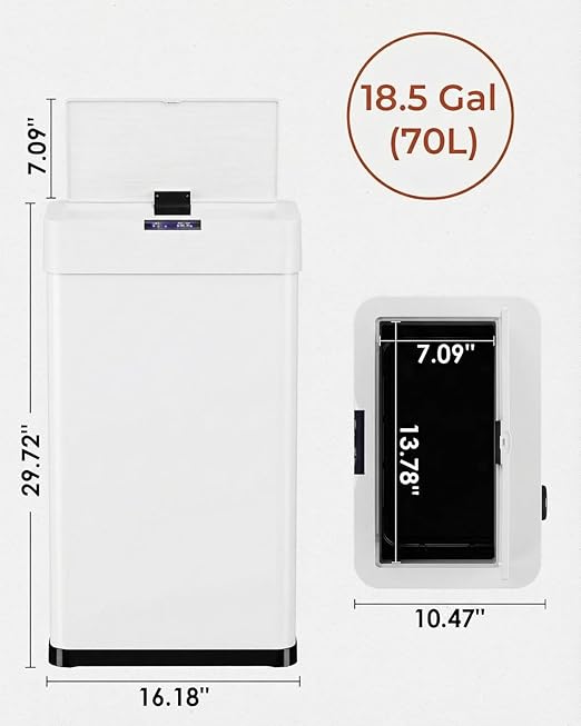 TLSUNNY 18.5 Gallon Motion Sensor Trash Can, Touchless Automatic Garbage Can - Image 2