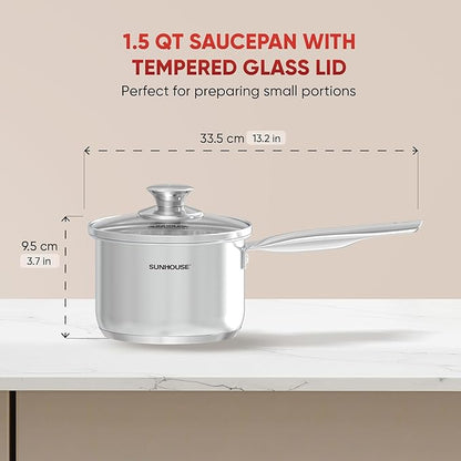 Sunhouse – 1.5 quart Stainless Steel Sauce Pan - Image 2