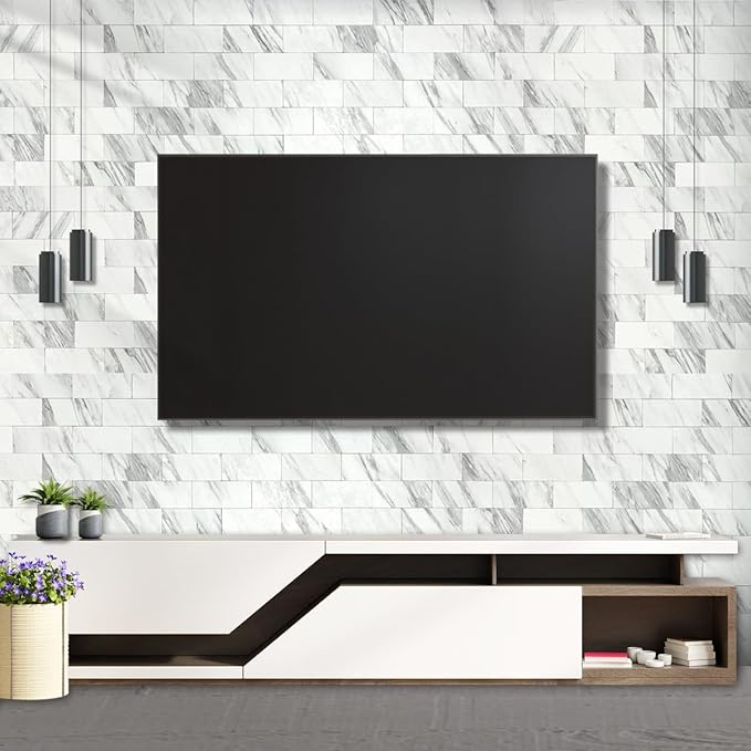 AULIGET 100-Piece White Marble Look Peel and Stick Backsplash Wall Tiles - Image 4