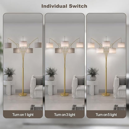 Fansdrick Gold Floor Lamps for Living Room, 4000LM Super Bright Arc Floor Lamp - Image 5