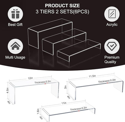 Blaithom Acrylic Display Riser Stand, Thickened to 0.2'' Acrylic Shelf Risers - Image 2
