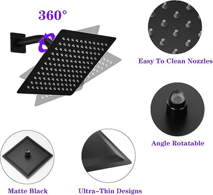 8"High Pressure Square Rain Shower Head and 2-in-1 Hand Shower.Equipped - Image 5