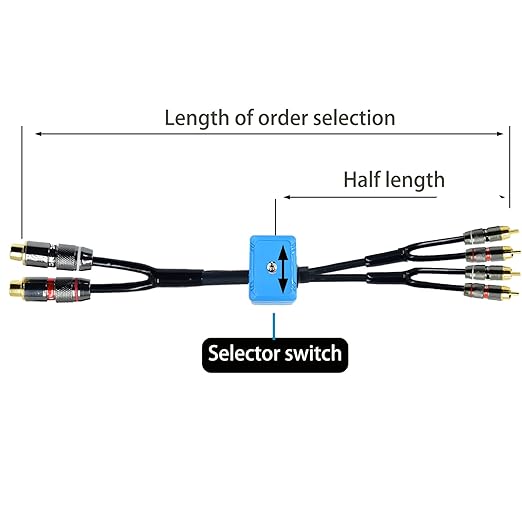 Arklove 2ft Sound Channel swicher 2 Female to 4 Male RCA Switch Selector 2 in 1 - Image 4