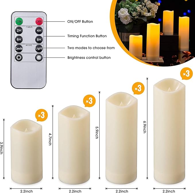 12 Pack Flameless Candles Battery Operated Waterproof Led Candles Candles - Image 3