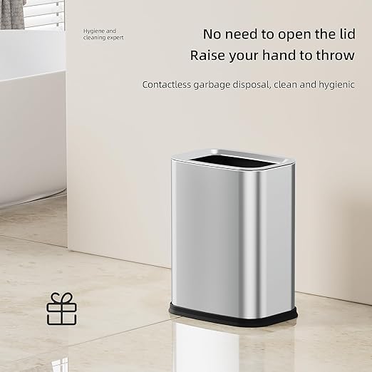 2.6 Gal Stainless Steel Bathroom Trash Can, Metal Waste Baskets - Image 6