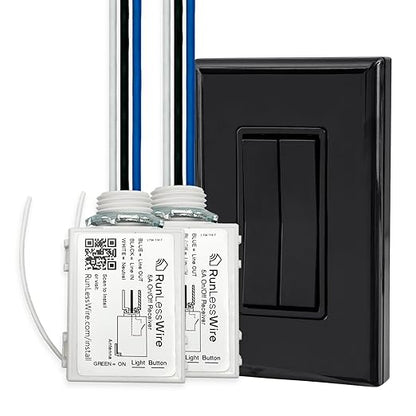 RunLessWire Fan & Light Battery-Free DIY Wireless Light Switch Kit 150ftRF by RunLessWire