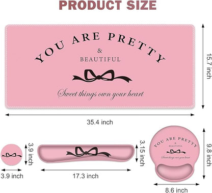 Gaming Mouse Pad, Large Desk Mat, Cute Desk Pad Protector, 4in1 XXL Mousepad + - Image 3