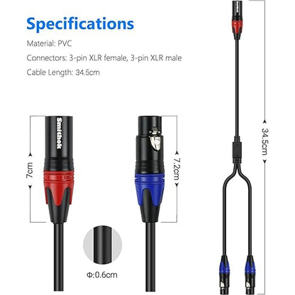Smithok 2Pack XLR Y Splitter 1 Male to 2 Female Micrphone Cable, 3 Pin XLR 2 - Image 5