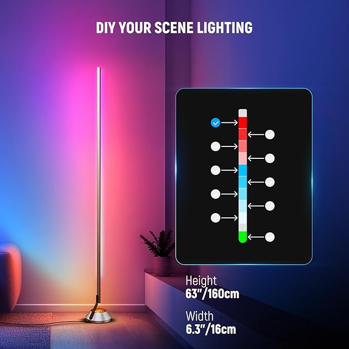 NEEWER Smart RGBW Floor Lamp, 1500lm LED Standing Corner Light Compatible - Image 6