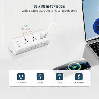 Tecmojo Desk Clamp Power Strip 3 Outlet - Image 5