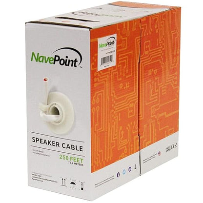 NavePoint 250ft in Wall Audio Speaker Cable Wire CL2 16/2 AWG Gauge 2 Conductor by NavePoint